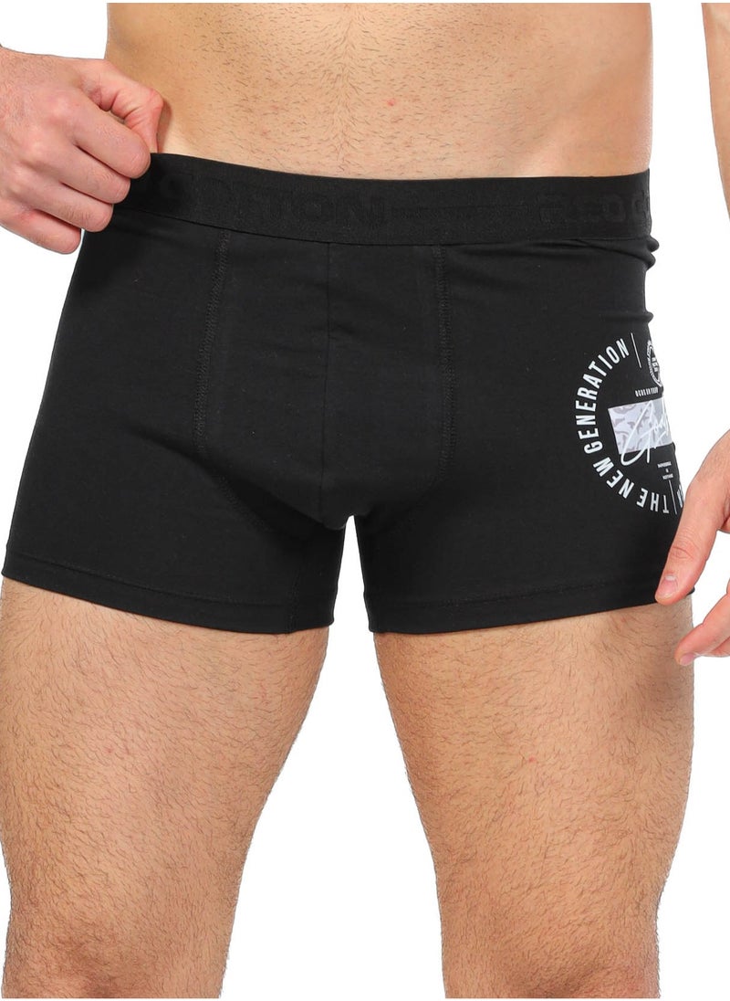 REDCOTTON Mens Comfort Printed Boxer-BLACK  - Image 1