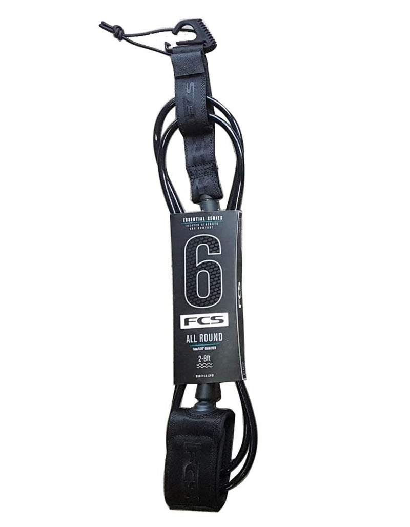 FCS All Around Surfboard Leash - Black - 6' - Image 1
