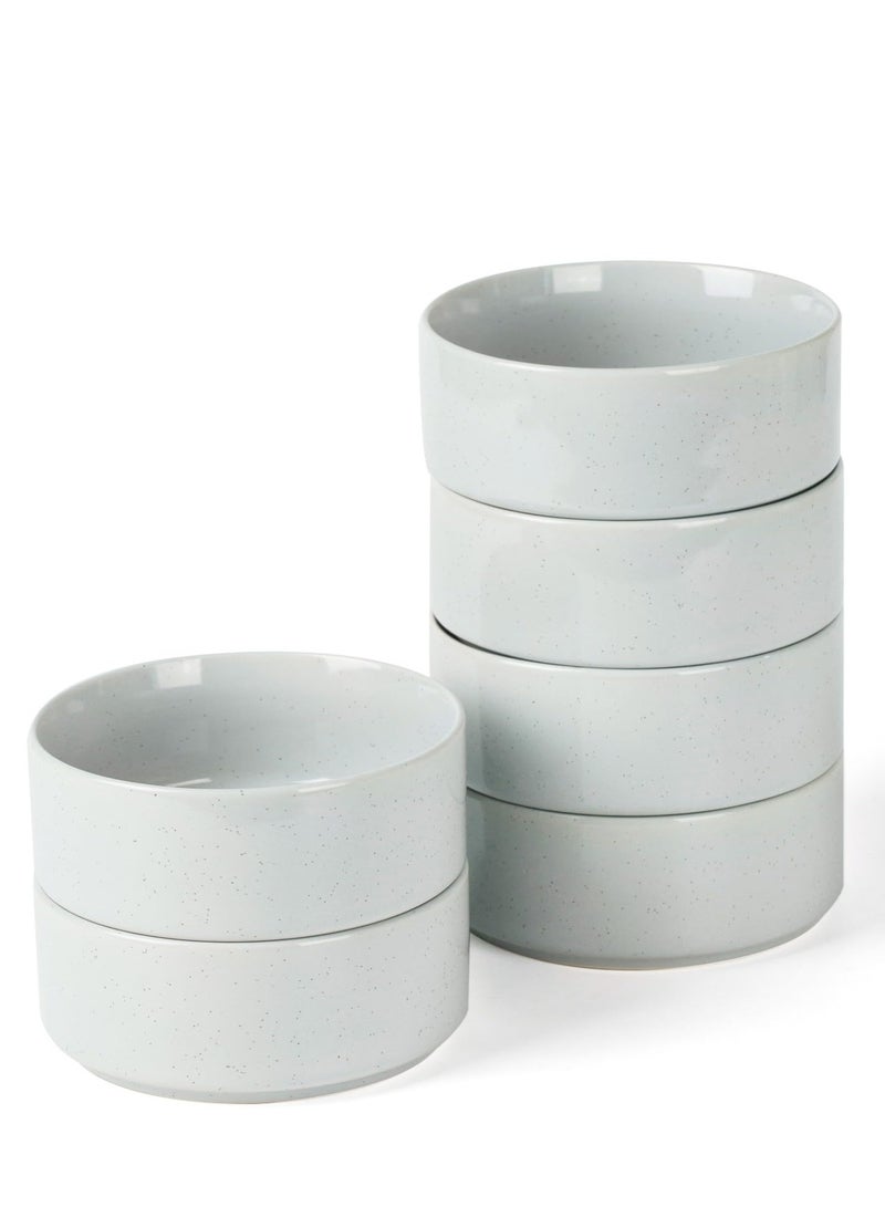 Famiware Nebula 6 Piece Stoneware Bowls Set in 5.5 inches, Serving Bowl for Cereal, Soup, Rice, Pasta, Scratch Resistant, Microwave & Dishwasher Safe, Light Grey - Image 1