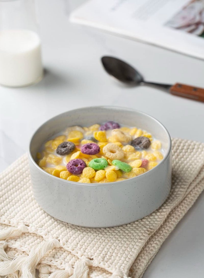 Famiware Nebula 6 Piece Stoneware Bowls Set in 5.5 inches, Serving Bowl for Cereal, Soup, Rice, Pasta, Scratch Resistant, Microwave & Dishwasher Safe, Light Grey - Image 4