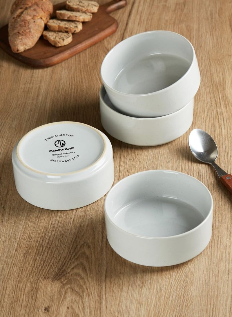 Famiware Nebula 6 Piece Stoneware Bowls Set in 5.5 inches, Serving Bowl for Cereal, Soup, Rice, Pasta, Scratch Resistant, Microwave & Dishwasher Safe, Light Grey - Image 5