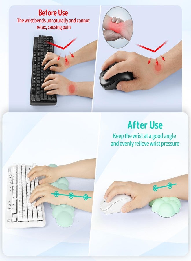 Sushret Light Green Cloud Keyboard Wrist Rest Set - Image 3