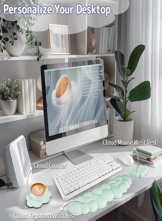 Sushret Light Green Cloud Keyboard Wrist Rest Set - Image 2