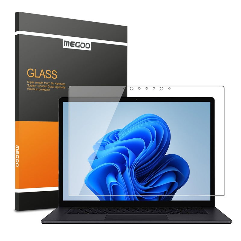 Megoo Screen Protector for Surface Laptop 6/5/4/3/2/1 13.5 Inch, Tempered Glass/Round Edge/Easy Installation/Ultra Clear (Not for Surface Laptop 7 2024) - Image 1
