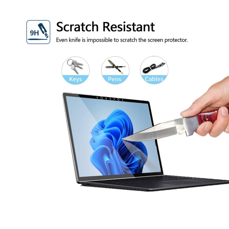 Megoo Screen Protector for Surface Laptop 6/5/4/3/2/1 13.5 Inch, Tempered Glass/Round Edge/Easy Installation/Ultra Clear (Not for Surface Laptop 7 2024) - Image 4