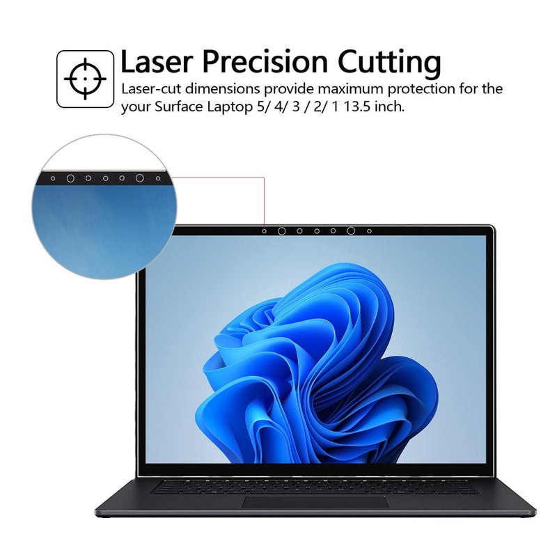 Megoo Screen Protector for Surface Laptop 6/5/4/3/2/1 13.5 Inch, Tempered Glass/Round Edge/Easy Installation/Ultra Clear (Not for Surface Laptop 7 2024) - Image 2