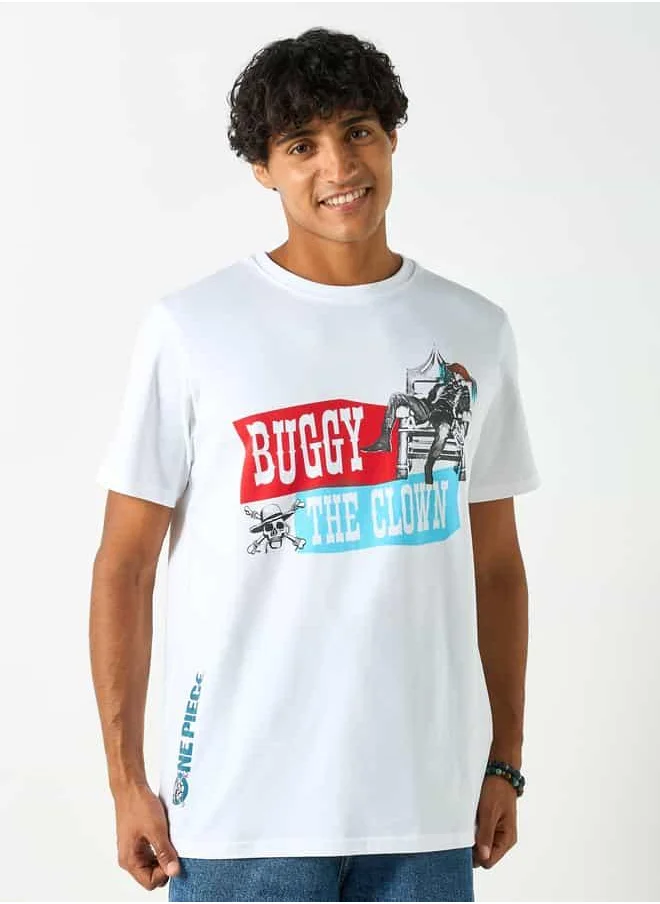 SP Characters Buggy Print Crew Neck T-shirt with Short Sleeves