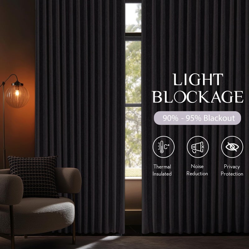 Beauoop Purple Floral Jacquard Blackout Curtains 84 Inches Long 2 Panels for Bedroom Living Room Chenille Flower Room Darkening Thermal Insulated Soundproof Grommet Window Treatments Drapes, 52x84 - Image 3