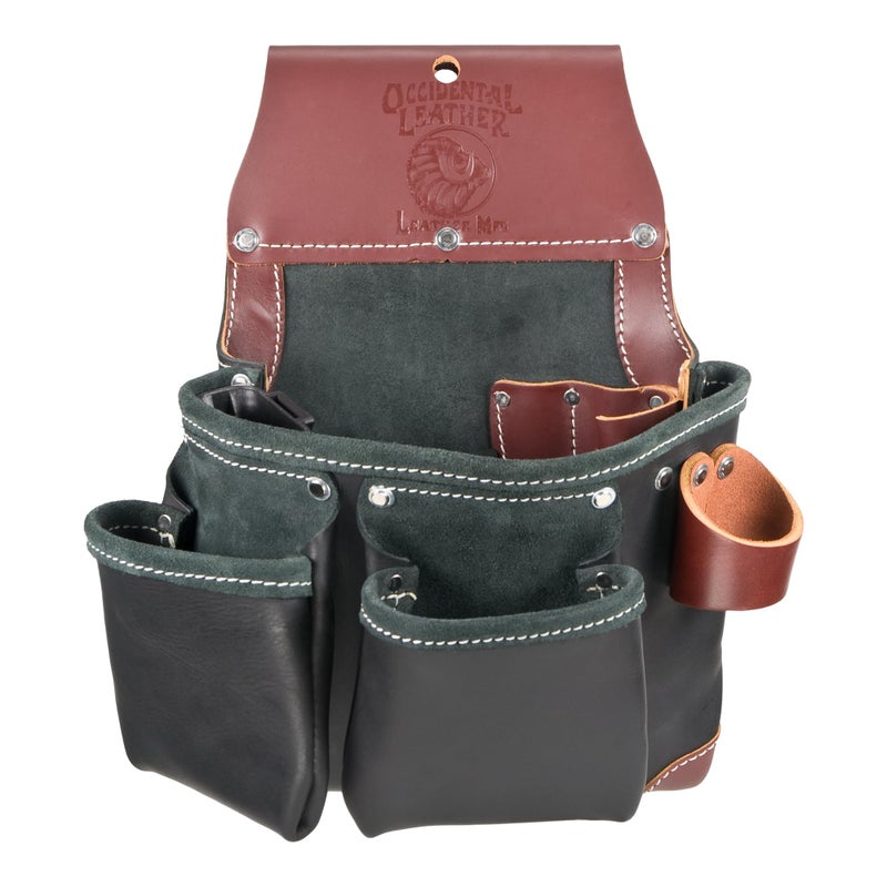 Occidental Leather Green Building Tool Bag 12 Pockets Tool Holders Made in USA