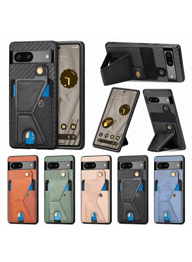 Green Tiger Case For Google Pixel 7A Carbon Fiber Wallet Flip Card Holder Phone Case - Image 4