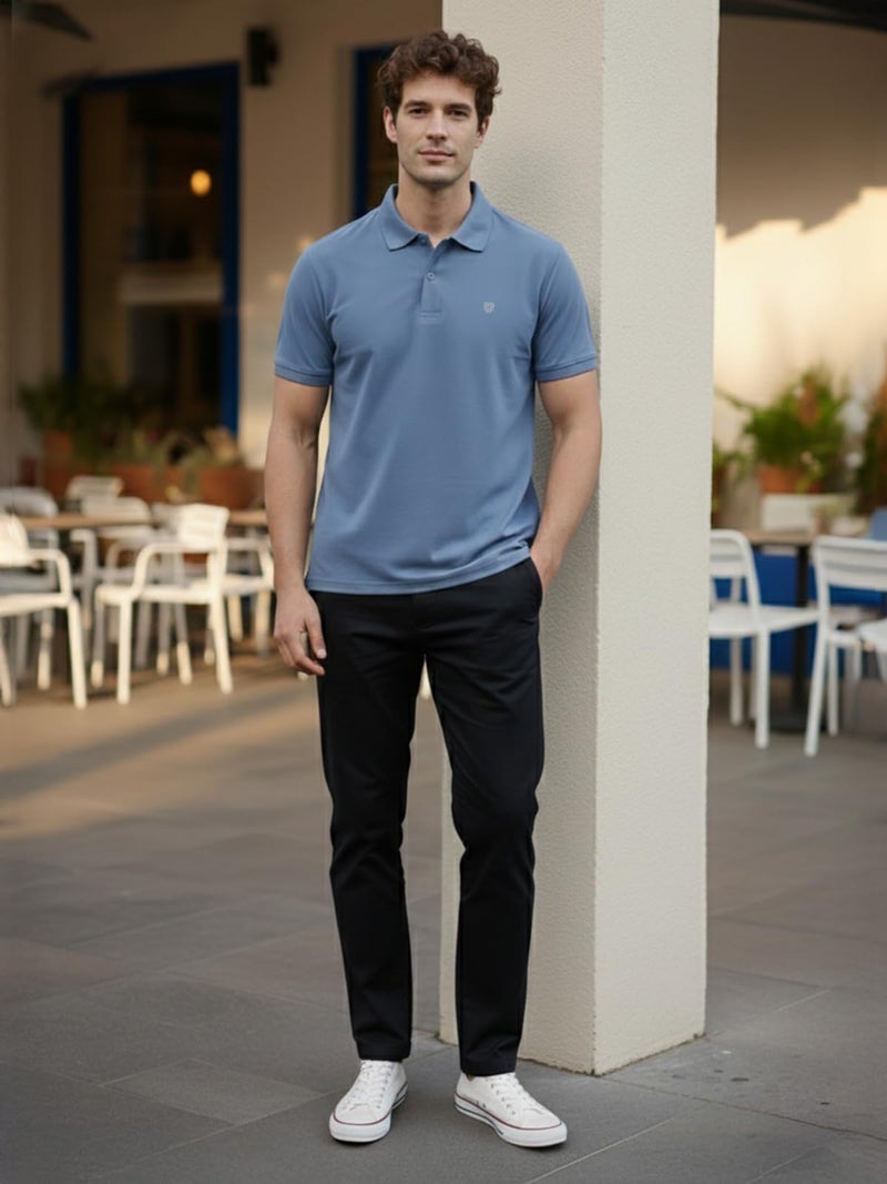 Lux Cozi Men's Cotton Blend Polo T-Shirt_COZI_2131_BABYBLU_XL_1PC - Image 2
