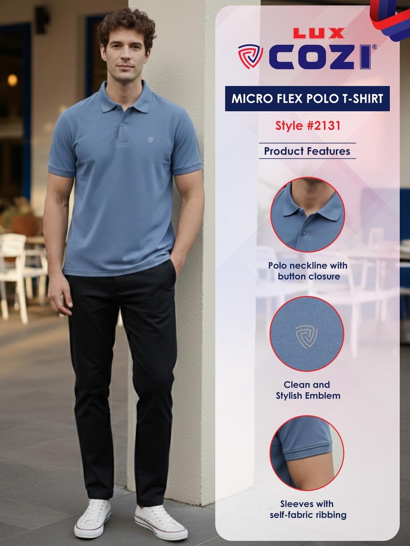 Lux Cozi Men's Cotton Blend Polo T-Shirt_COZI_2131_BABYBLU_XL_1PC - Image 4