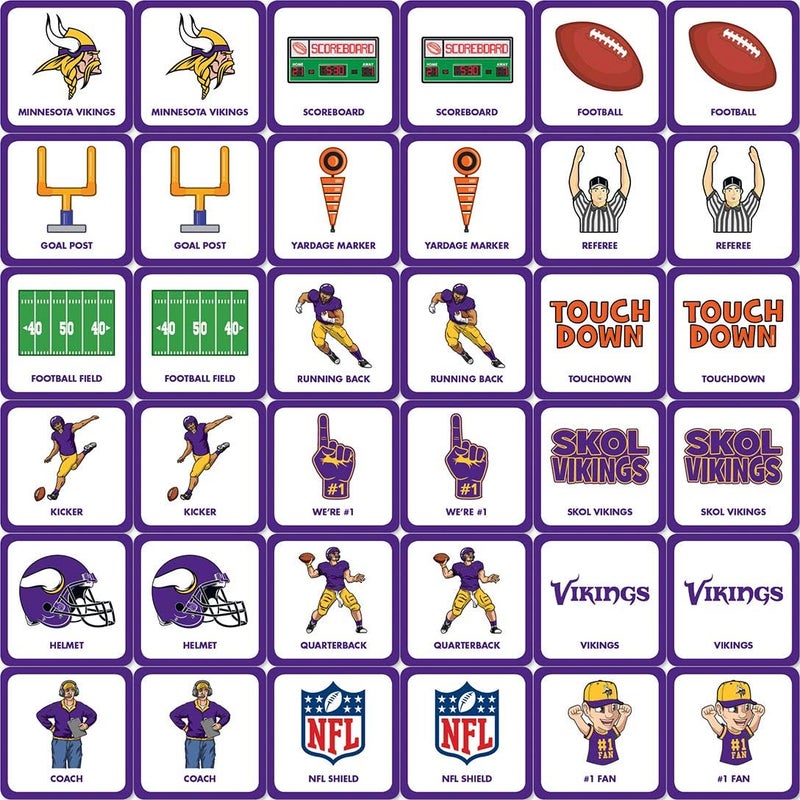 Master Pieces Officially Licensed NFL Minnesota Vikings Picture Matching Card Game for Kids and Families - Image 2