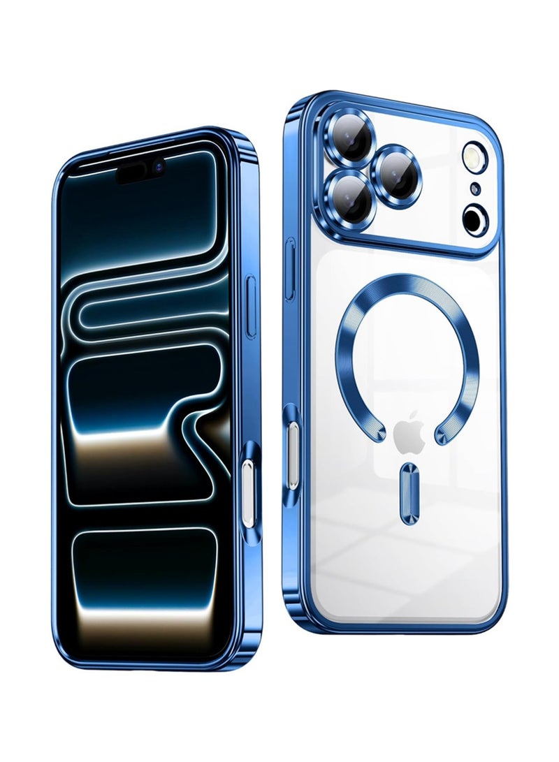 X-level Slim Thin for iPhone 17 Pro Max Case Clear,Mobiles & Accessories Compatible with MagSafe,Built-in Camera Lens Protector, Shockproof Protective Phone Case, Soft Electroplated Magnetic Cover, Blue - Image 1