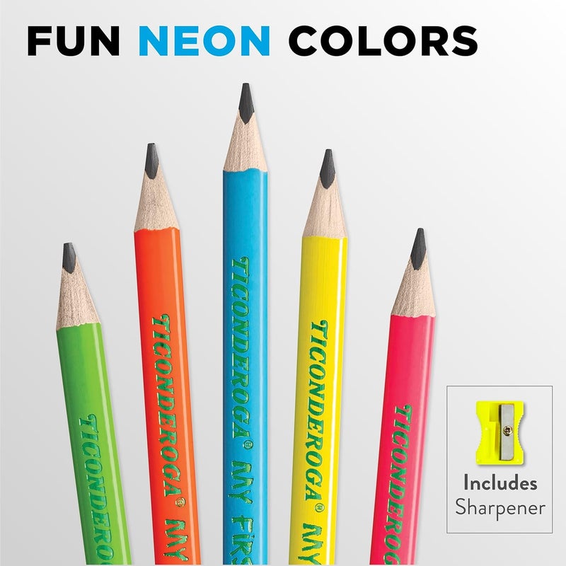 Ticonderoga My First Tri-Write Wood-Cased Pencils, Neon Colors, 2 Count, 6 Packs (X13002) - Image 3