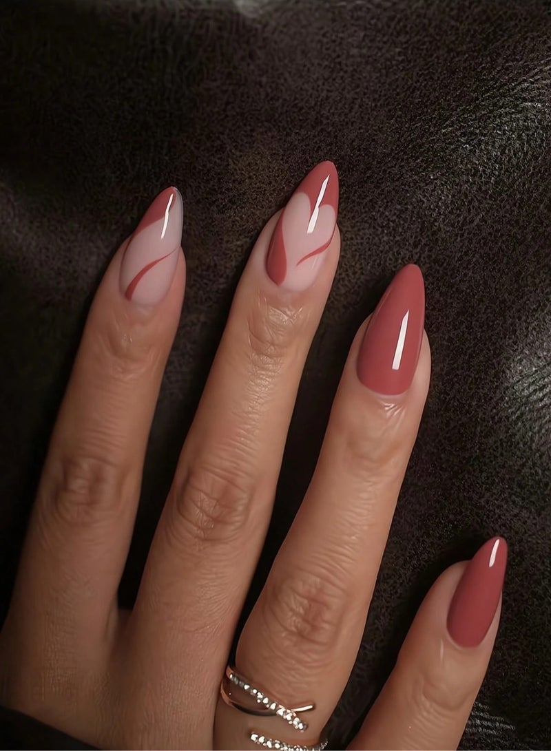 Almond shaped fake nails. The box contains 24 nails with a nail file and glue - Image 2