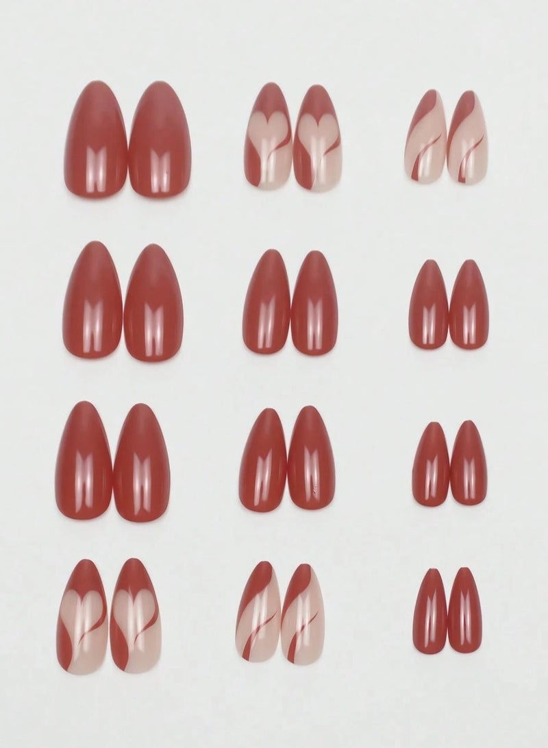 Almond shaped fake nails. The box contains 24 nails with a nail file and glue - Image 4