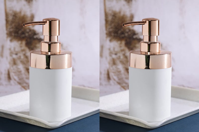 HAINE Unbreakable Liquid Soap Dispenser for handwash with Chrome Bronze Color Pump, 250ml (White, 2) - Image 4