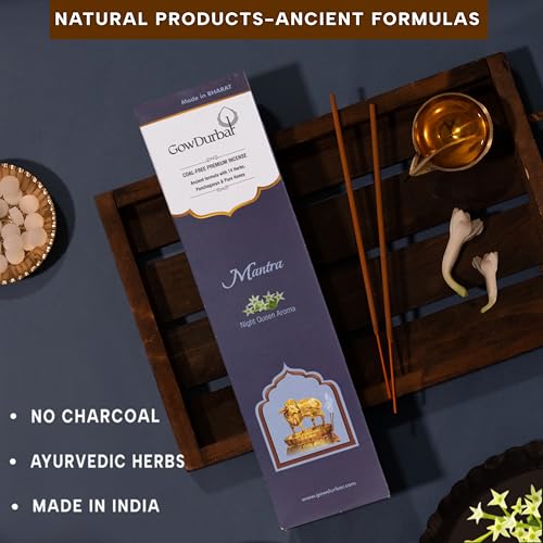 GOW DURBAR GowDurbar Mantra Night Queen Flower Agarbatti 90g (Pack of 2) | Organic Incense Sticks with Panchagavya & Pure Honey | Floral Aroma for Pooja, Yoga & Meditation - Image 2