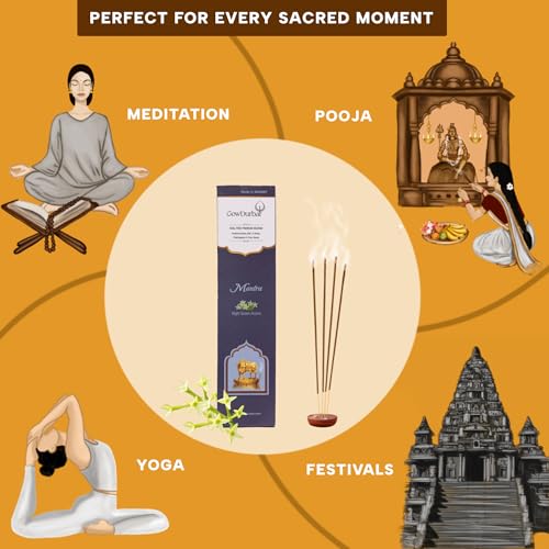 GOW DURBAR GowDurbar Mantra Night Queen Flower Agarbatti 90g (Pack of 2) | Organic Incense Sticks with Panchagavya & Pure Honey | Floral Aroma for Pooja, Yoga & Meditation - Image 5