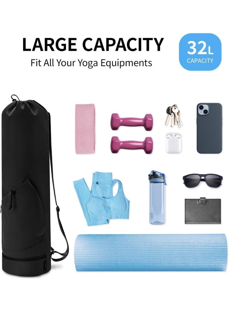 Soofam Yoga Mat Bag, Multi-Functional Storage Bag with Water Bottle Pocket and Bottom Wet Pocket, Exercise Yoga Mat Carrier for Women Men - Image 4