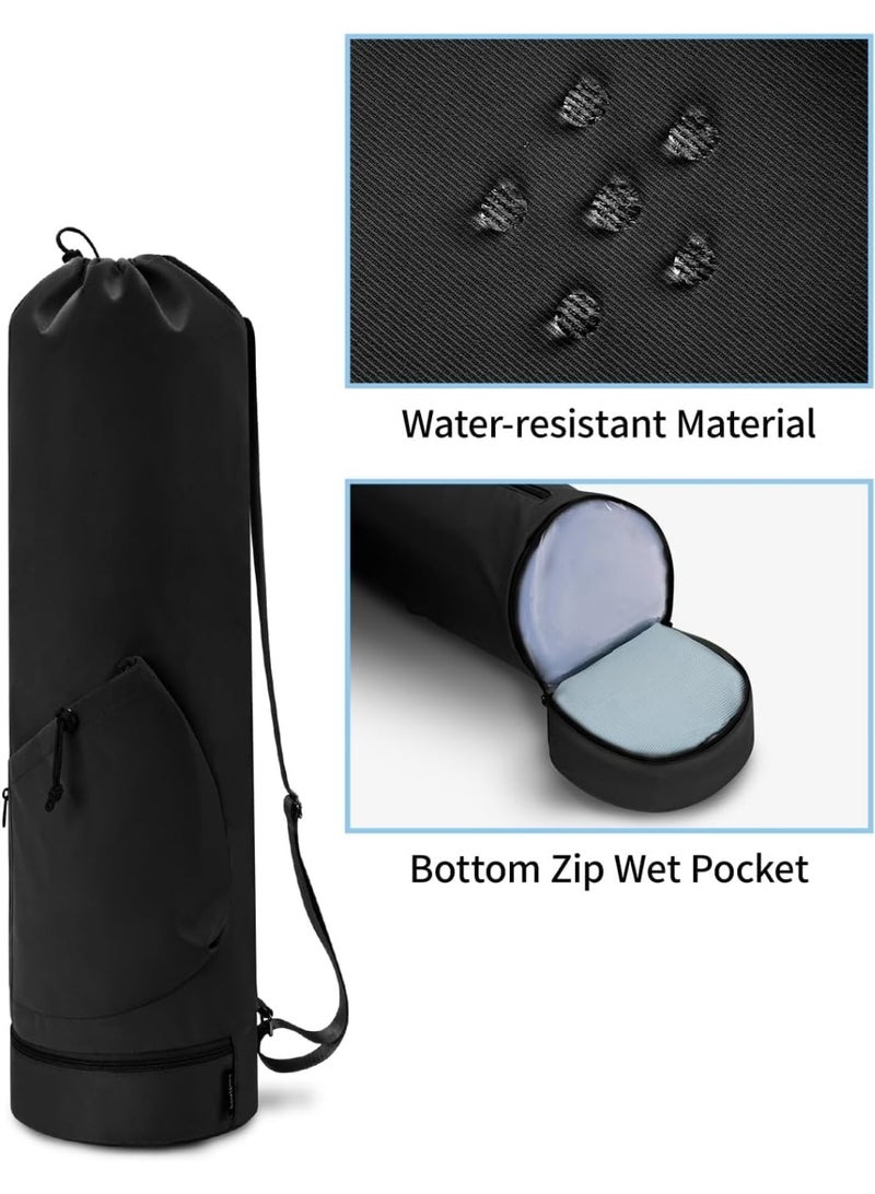 Soofam Yoga Mat Bag, Multi-Functional Storage Bag with Water Bottle Pocket and Bottom Wet Pocket, Exercise Yoga Mat Carrier for Women Men - Image 2