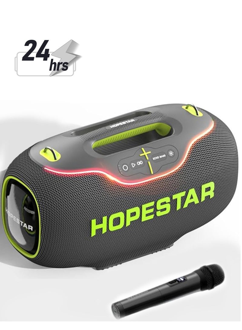 HOPESTAR A80 350W Portable Bluetooth 5.3 Speaker with Wireless Mic, 24H Playtime, 30,000mAh Battery, RGB Lights, TWS, IPX6 Waterproof, EQ Control, 10M Range – Ultimate Party Speaker for Outdoor Events, Karaoke, and Gatherings - Image 1