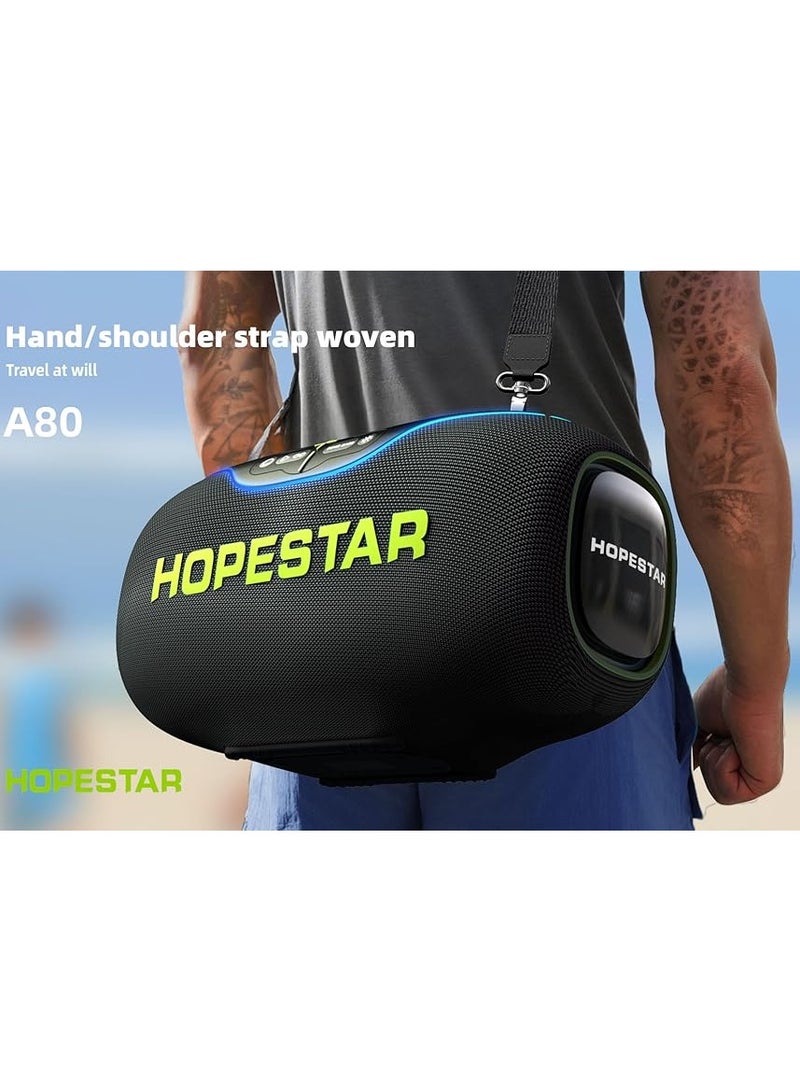 HOPESTAR A80 350W Portable Bluetooth 5.3 Speaker with Wireless Mic, 24H Playtime, 30,000mAh Battery, RGB Lights, TWS, IPX6 Waterproof, EQ Control, 10M Range – Ultimate Party Speaker for Outdoor Events, Karaoke, and Gatherings - Image 2