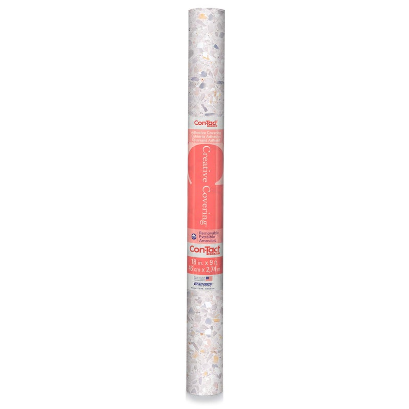 Con-Tact Brand Creative Covering, Self-Adhesive Shelf Liner, Multi-Purpose Vinyl Drawer Liner, Easy to Use and Apply, 18'' x 9', Terrazzo Blush - Image 1
