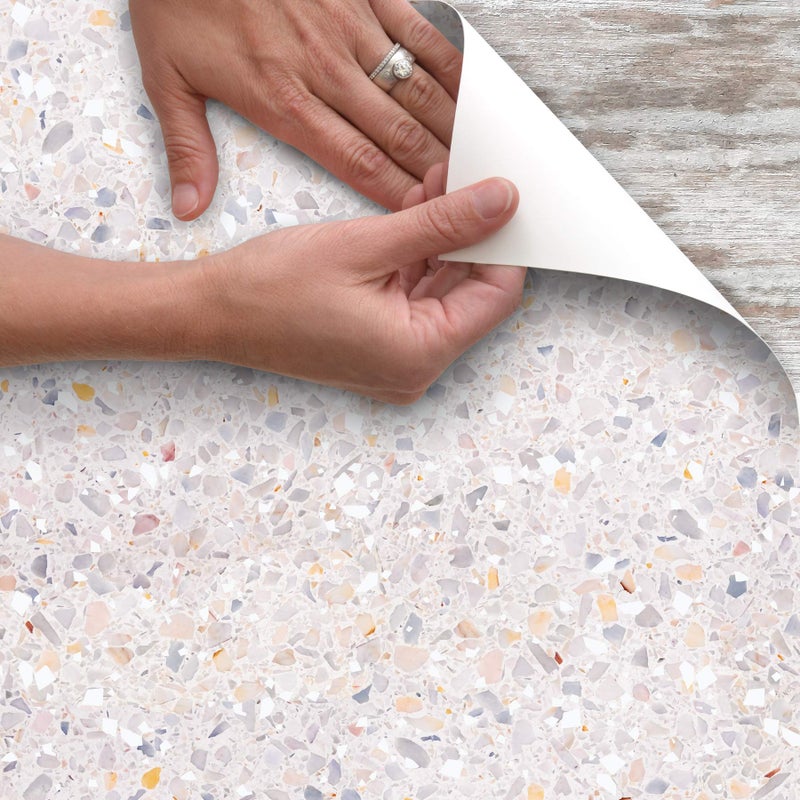 Con-Tact Brand Creative Covering, Self-Adhesive Shelf Liner, Multi-Purpose Vinyl Drawer Liner, Easy to Use and Apply, 18'' x 9', Terrazzo Blush - Image 2