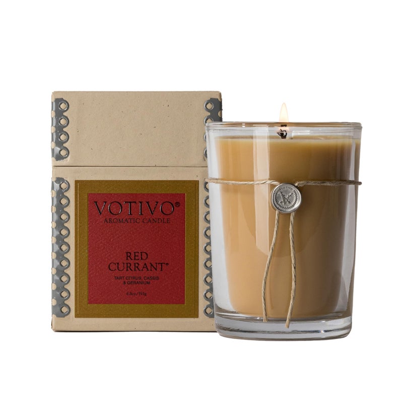 Votivo Red Currant 68 oz Aromatic Candle  Soy Wax Blend  Luxury Glass Jar Scented Candle  Box  Candles for Home Scented  Long Burning  Highly Scented