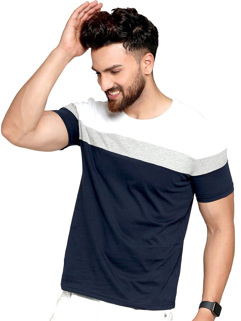 AUSK Men's Regular Fit T-Shirt (Medium, Navy Blue) - Image 1