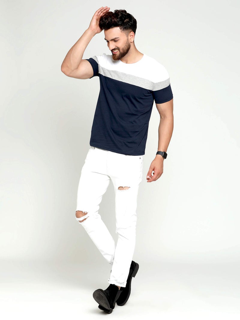 AUSK Men's Regular Fit T-Shirt (Medium, Navy Blue) - Image 3