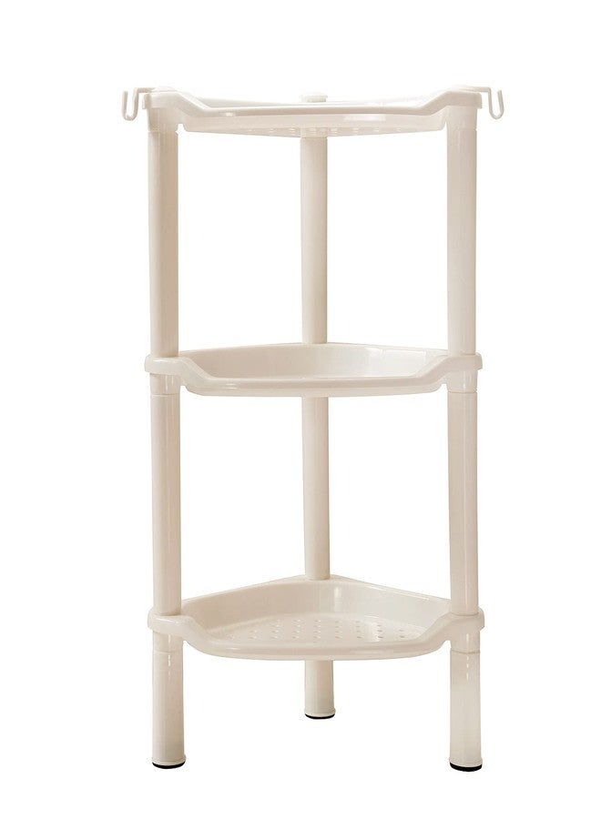 SLZBCY 3 Tier Shower Caddy Organizer Shelf Corner, 13.5 x 10 x 26 Inches, Rustproof, Plastic Shower Rack Stands for Inside Bathroom, Bathtub, Shower pan, Beige (Round Slot Beige 3 Tier) - Image 2