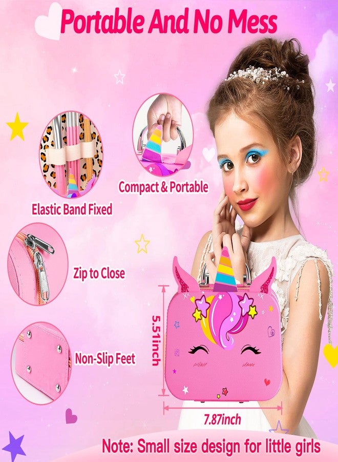 Mqsiuve Kids Makeup Kit for Girl - Non-Toxic Kids Washable Makeup Girls Toys, Girls Makeup Kit Princess Toys Real Play Makeup Set Birthday Girls Gift for Ages 3 5 6 7 8 9 10-12 Year Old, Bright Pink - Image 4