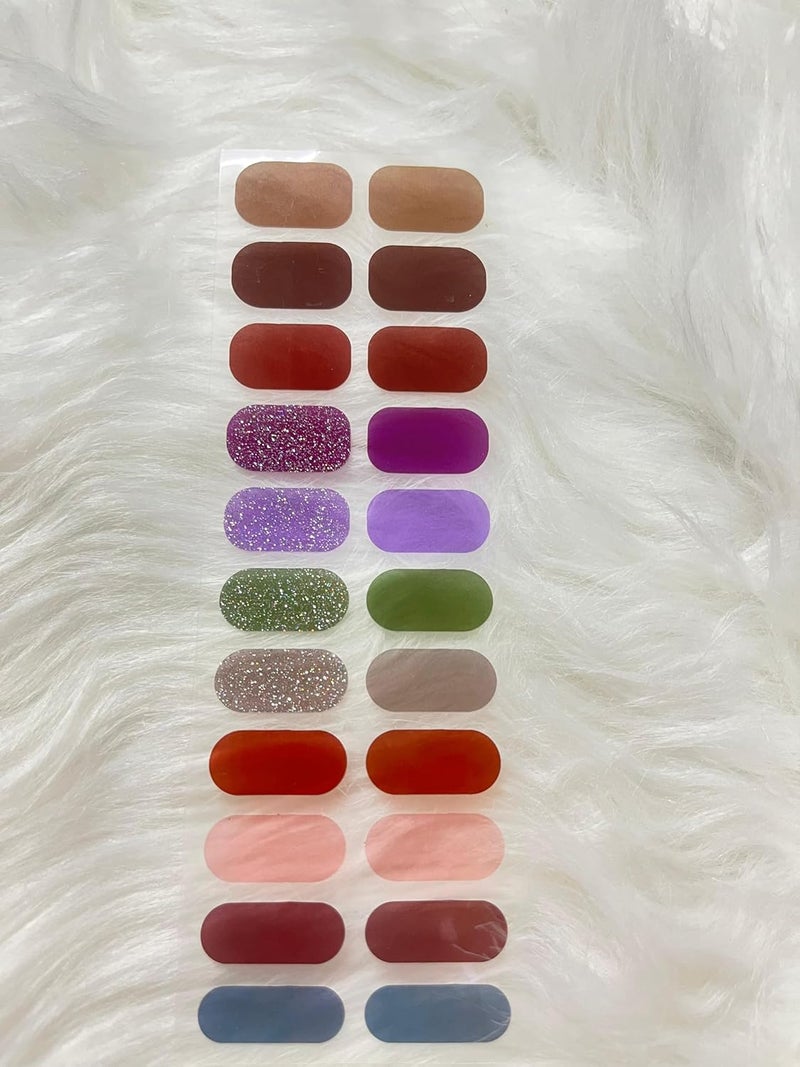 Cazuela Semi Cured Gel Nail Strips Skin Solid Color Gel Nail Strips Works with UV Light Salon Quality Gel Nail Stickers Full Nail Wraps Mix - Image 1