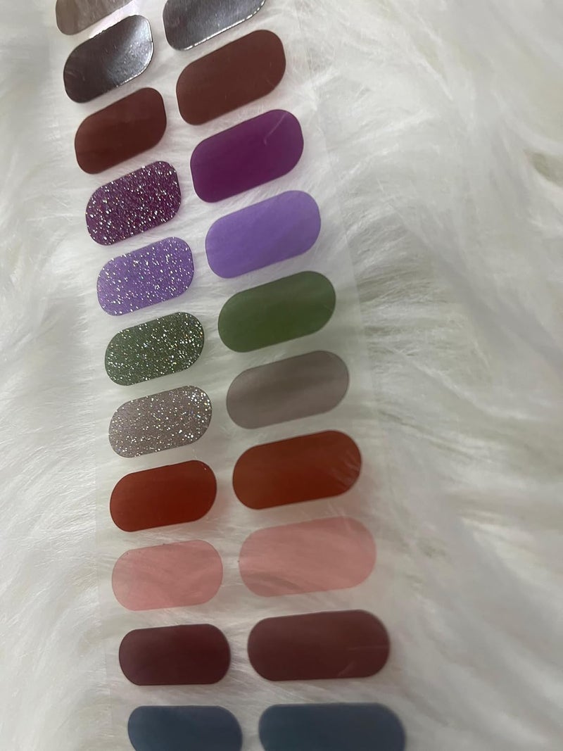 Cazuela Semi Cured Gel Nail Strips Skin Solid Color Gel Nail Strips Works with UV Light Salon Quality Gel Nail Stickers Full Nail Wraps Mix - Image 3