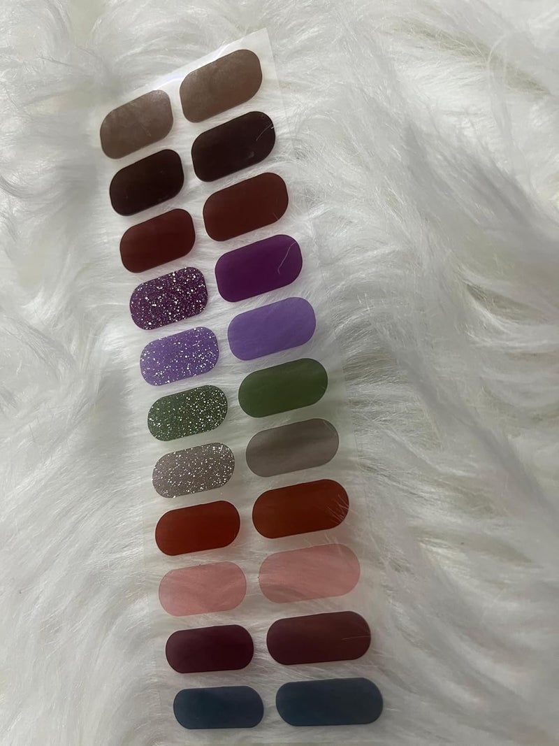 Cazuela Semi Cured Gel Nail Strips Skin Solid Color Gel Nail Strips Works with UV Light Salon Quality Gel Nail Stickers Full Nail Wraps Mix - Image 2