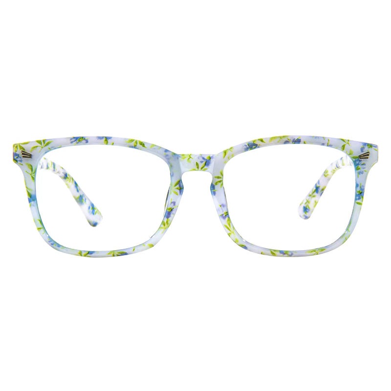 MAXJULI Blue Light Blocking GlassesComputer ReadingGamingTVPhones Glasses for Women MenPorcelain Flower