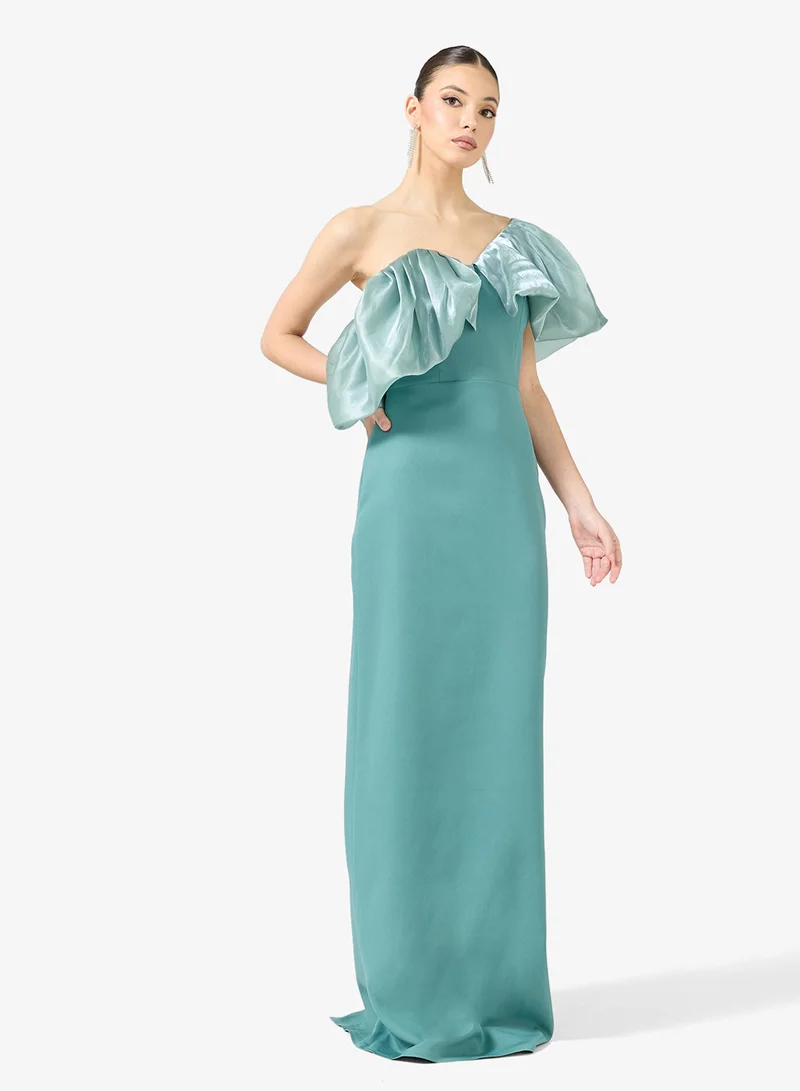 Namshi x  One Shoulder Ruffle Detail Evening Gown for Women | Best Price UAE