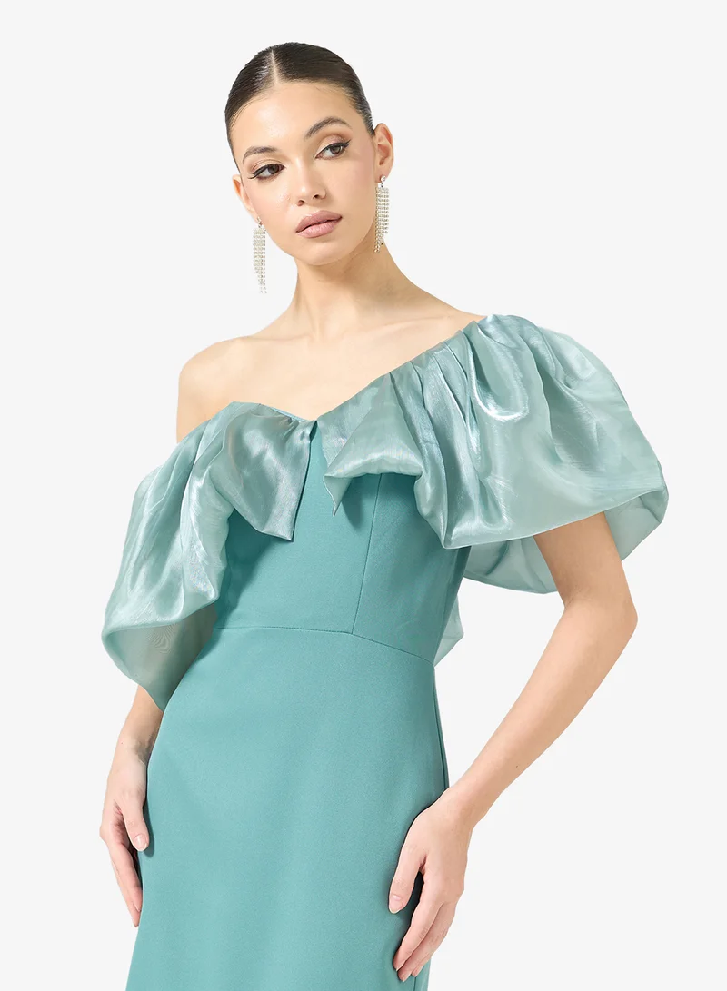 Namshi x  One Shoulder Ruffle Detail Evening Gown for Women | Best Price UAE