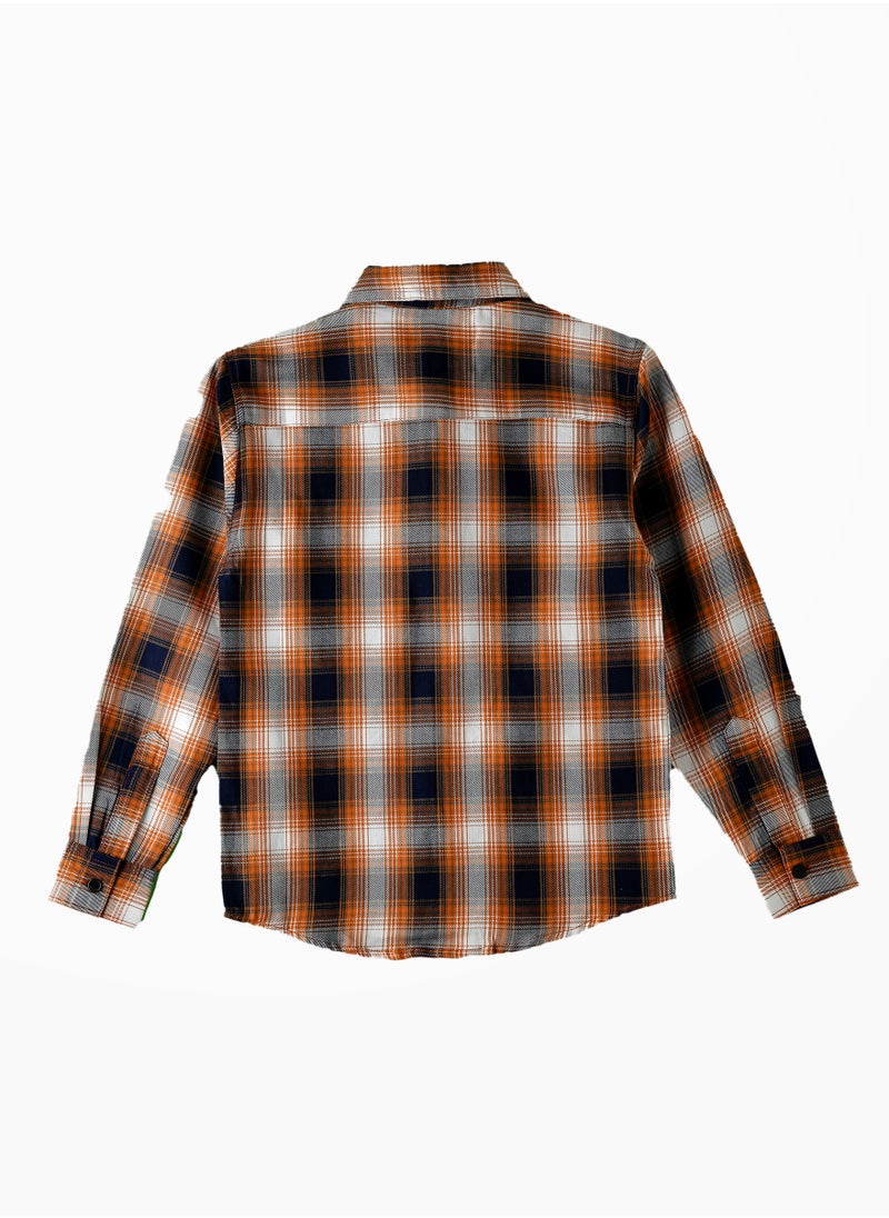 JAM Boys' Orange and Black Plaid Shirt  - Image 2