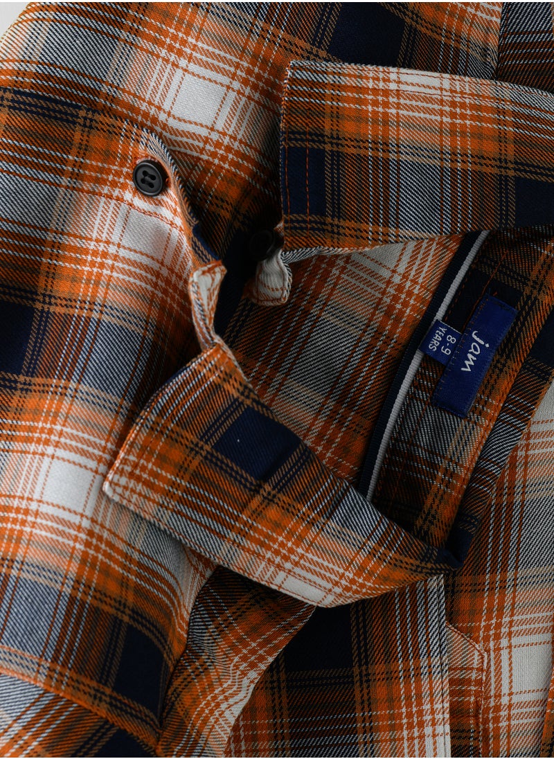 JAM Boys' Orange and Black Plaid Shirt  - Image 4