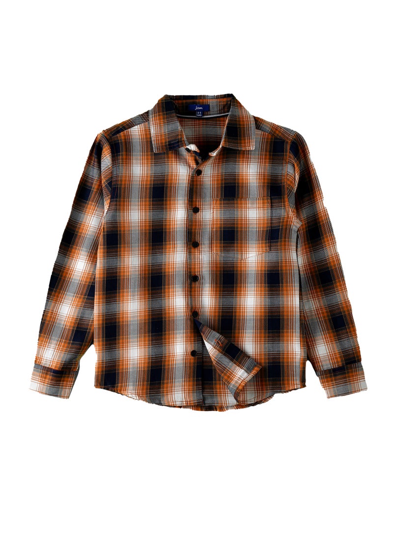 JAM Boys' Orange and Black Plaid Shirt  - Image 1