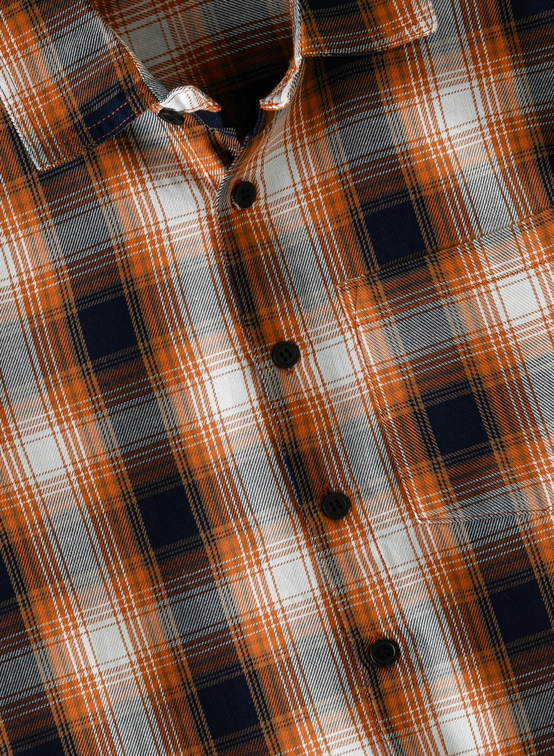 JAM Boys' Orange and Black Plaid Shirt