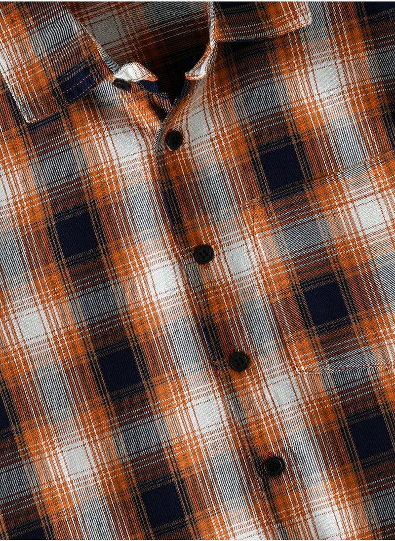 JAM Boys' Orange and Black Plaid Shirt  - Image 3