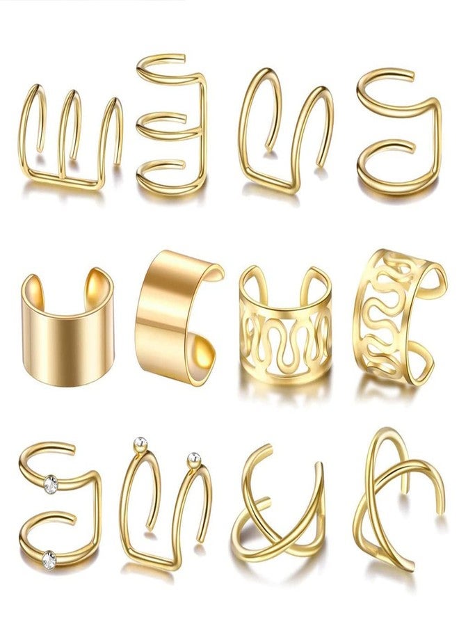 ASVNRES 12 Pcs Non-Piercing Ear Clip Beard Beads Cuffs Clip Hair, Gold Hair Braids Dreadlock, for Women Men Hair Accessories Styling Jewelry Tools - Image 1