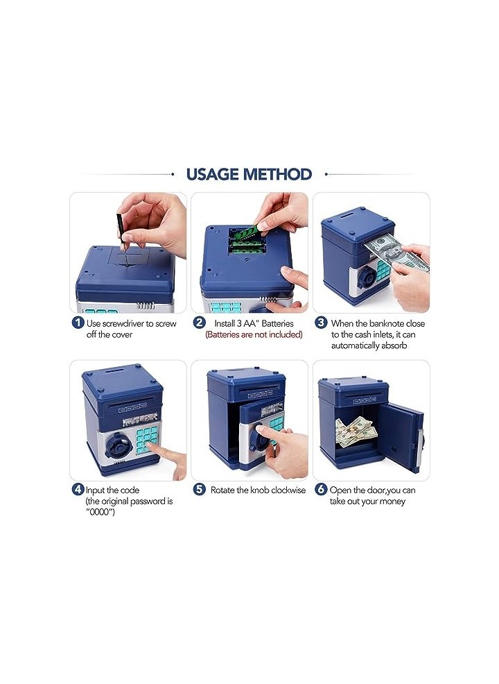 UKR - UKR Electronic Piggy Bank for Boys (4-11 Years) – Refasy Kids ATM Money Bank | Safe Coin Savings Box | Perfect Birthday Gift for Kids | Blue Electronic Money Bank - Image 1