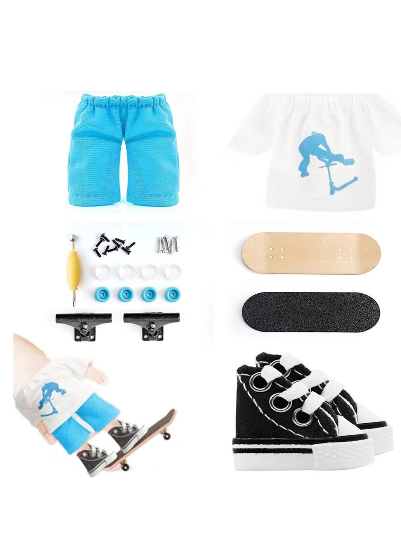 Finger Skateboard, Skateboard Accessories Tools Set, Mini Toys Kits, Doll Breakdance Mini Cloth Shoes, Pressure Gifts for Children Teens Adults, for Kids Party Favor - Image 1