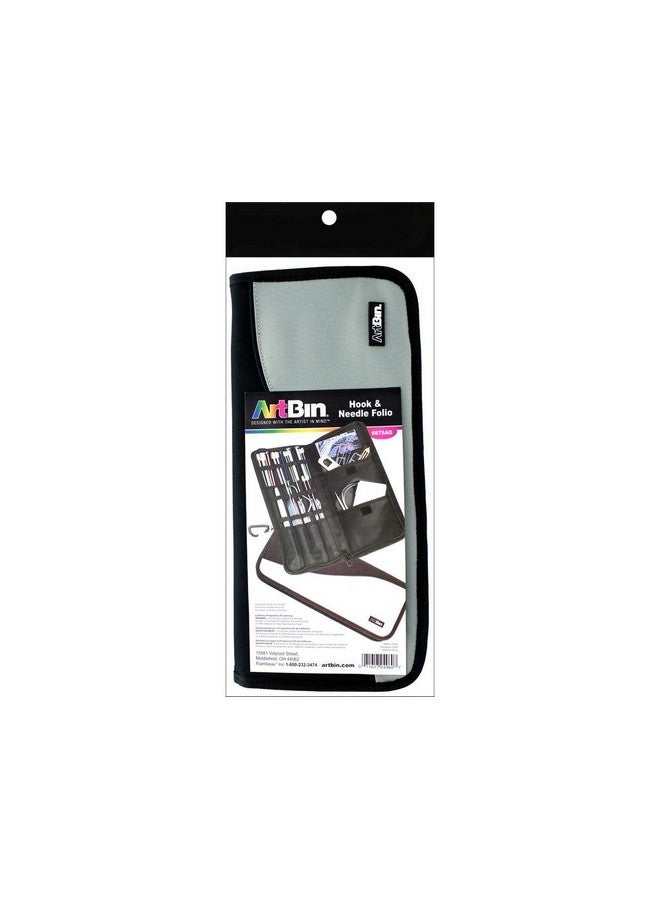6875Ag Hook & Needle Folio Portable Knitting & Crochet Organizer [1] Zippered Poly Canvas Case Gray/Black